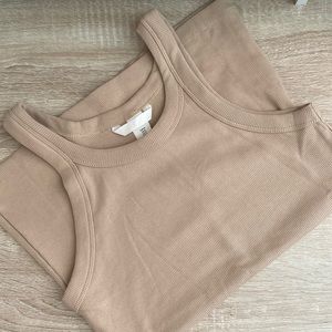 Basic Beige Ribbed Tank Top - H&M Women’s Medium